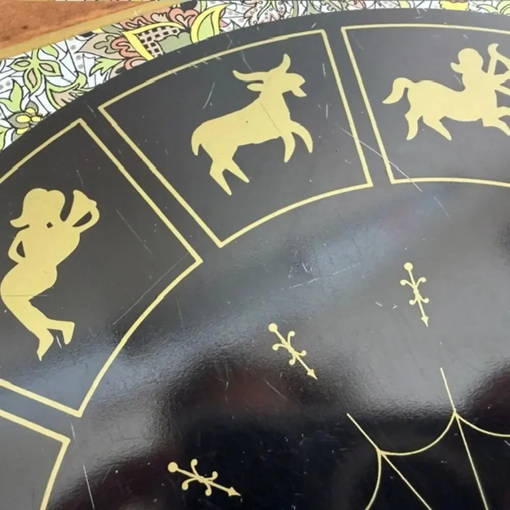 Vintage Zodiac Astrological Food Warming Tray Party Green Paisley ~17” x 11” EUC